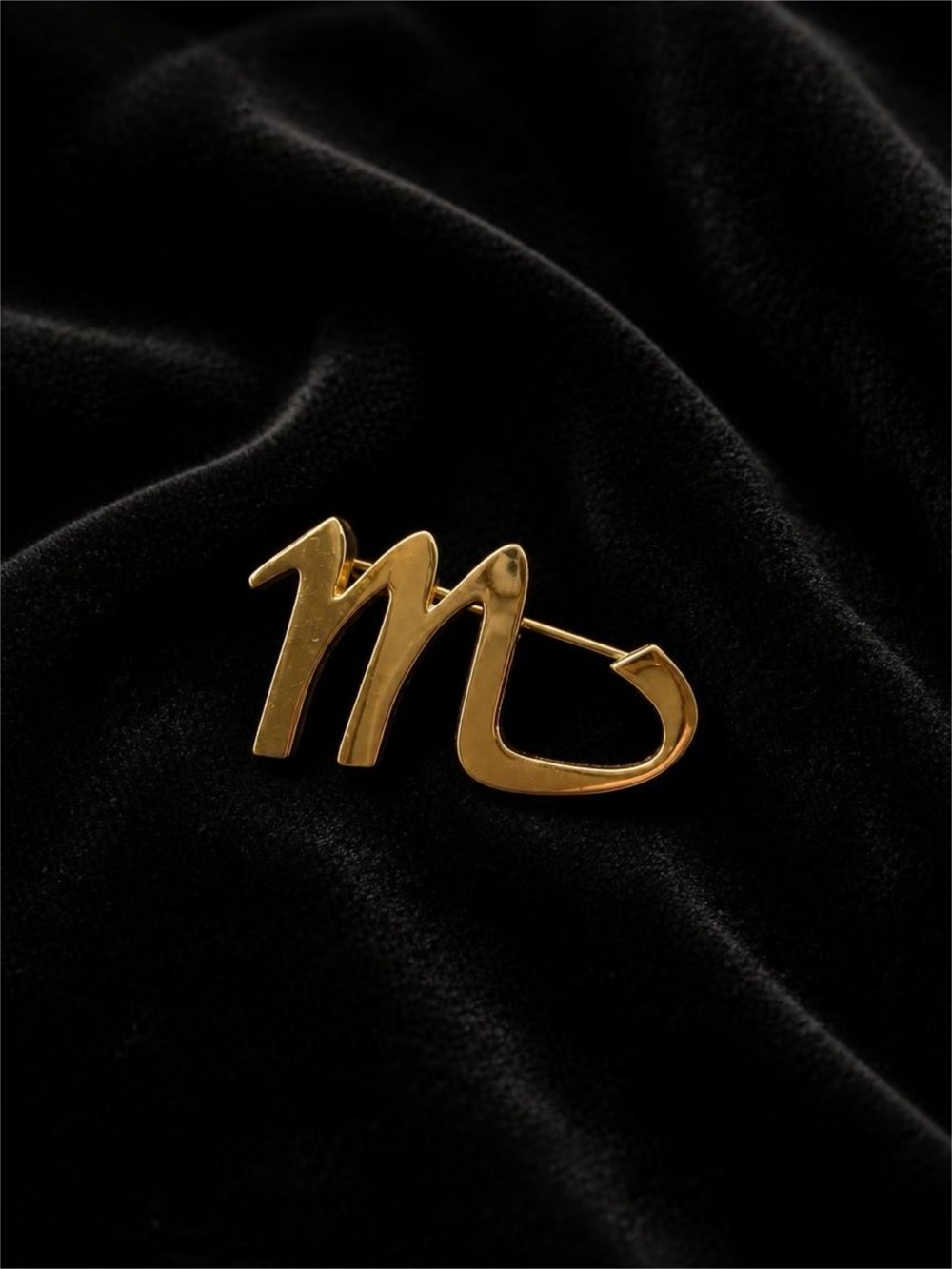 Gold Initial M Brooch